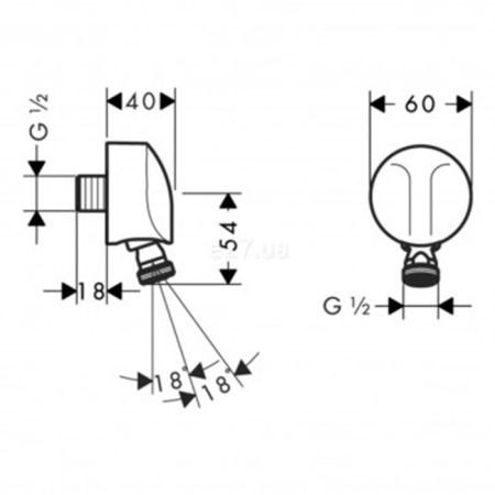 Шланговое подсоединение, Hansgrohe, Fixfit, стандарт подвода воды-1/2", с клапаном обратного тока и шарнирным соединением E, цвет-хром, артикул 27505000