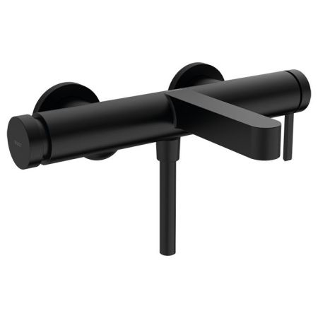 Смеситель для ванны и душа, Hansgrohe, Finoris, тип открывания воды-однорычажный, тип регулирования воды-керамический картридж, монтаж-настенный, отверстия для монтажа-2, вынос излива, мм-194, тип излива-неподвижный, цвет-черный матовый, артикул 76420670