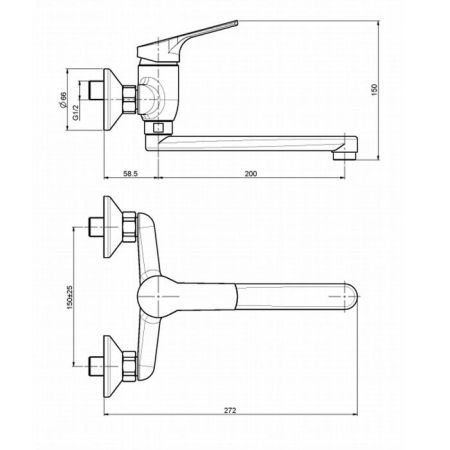 FIMA|Carlo Frattini Kitchen Смеситель (Serie 4) для кухни, настенный монтаж, вращающийся излив, цвет хром, артикул F3766CR