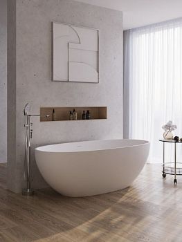 Ванна из искусственного камня Solid Surface 1700x800x560, CEZARES CZR-RELAX2.0-170-80-56-SSB