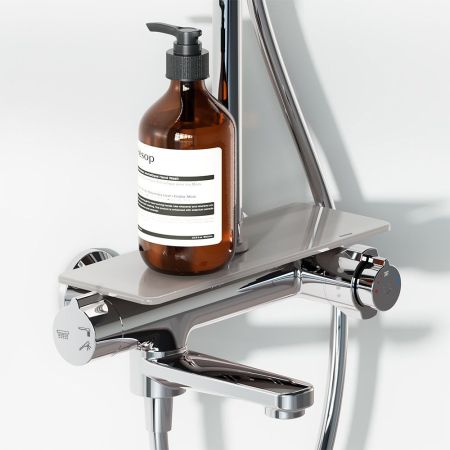 977760000 Jupiter душевая система с ванно-душевым ТМС смесителем-полкой, хром, артикул 977760000