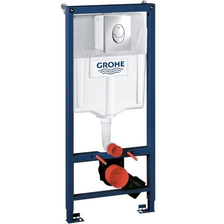 Комплект унитаза Duravit Architec 45720900A1 с инсталляцией Grohe Rapid SL 38721001 с сиденьем Микролифт и клавишей смыва Хром