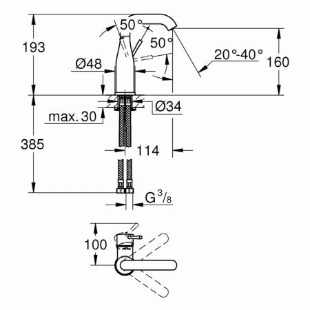 Смеситель для раковины Essence New 24176KF1, артикул 24176KF1