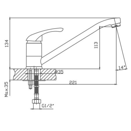 Смеситель для кухни Cron CN4203, хром, артикул CN4203