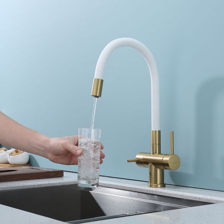 Смеситель для кухни с подключением фильтра Splenka S70.64.03, золотой сатин, артикул S70.64.03