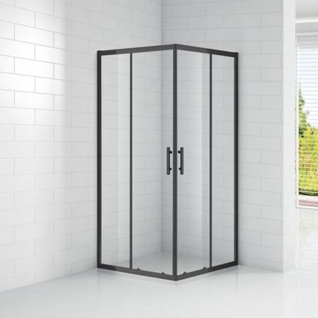 Душевой уголок Cezares Eco 90x90 ECO-O-A-2 профиль Черный стекло прозрачное ECO-O-A-2-90-C-NERO Cezares