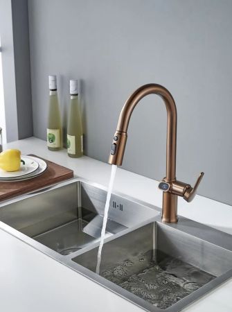 Смеситель для кухни с индикатором температуры Knotlor KN-100/RB, бронза, артикул KN-100/RB