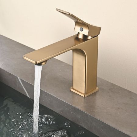 Смеситель для раковины Shevanik S6101G, золотой сатин