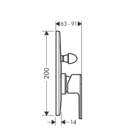 Смеситель для душа, Hansgrohe, Vernis Shape, тип открывания воды-рычажный, тип регулирования воды-керамический картридж, тип усатновки-встраиваемый, отверстия для монтажа-2, материал ручки-металл, цвет ручки-в цвет смесителя, внутренняя часть-необходимо з, артикул 71458670
