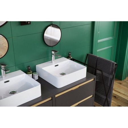 Тумба под накладную раковину EXCELLENT Tuto 60 см (серый/дуб), 2 ящика, артикул MLEX.0104.600.GRBL