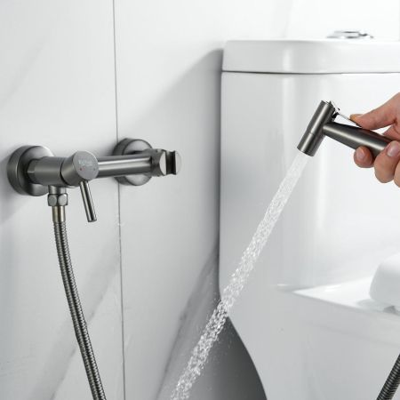 Гигиенический душ со смесителем Raffine F207T, оружейная сталь