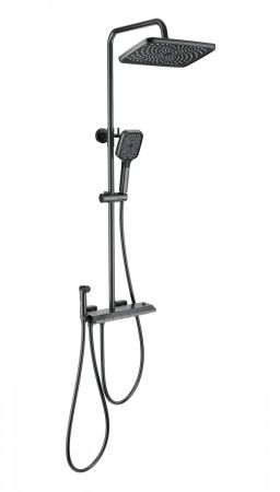 Душевая система с техническим душем и термостатом WONZON & WOGHAND MUSE Piano, Темный графит (WW-B4132-A-BGG), артикул WW-B4132-A-BGG