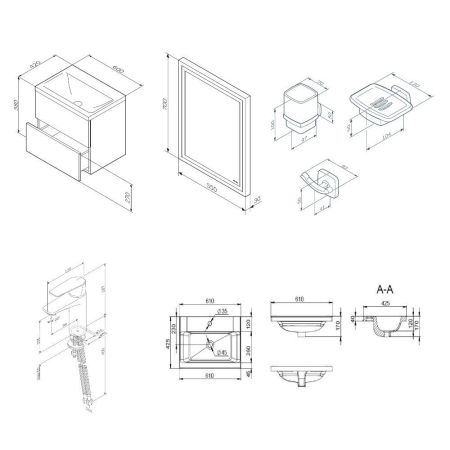 BK90GM Gem Подвесной комплект 60 см, черный, артикул BK90GM