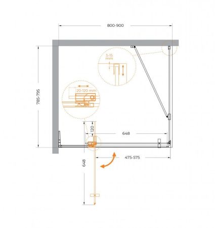 SLIDER-AH-1-80-70/80-BR-GM Душевой уголок, артикул SLIDER-AH-1-80-70/80-BR-GM