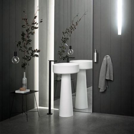 Agape Bjhon Раковина круглая d47 см, с колонной, цвет: белый