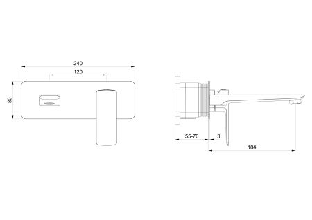 Смеситель для раковины встраиваемый WONZON & WOGHAND EDGE, Брашированное золото (WW-88869003-BG), артикул WW-88869003-BG