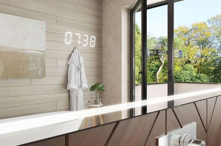 Зеркало Vigo Eva Luxe 100 с подсветкой и часами Хром