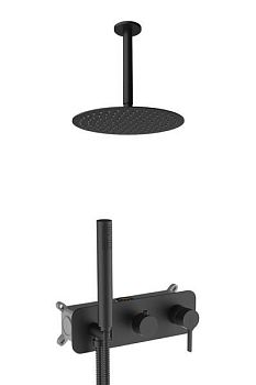 AQG Urban, душевой комплект ER231 на 2-3 потребителя, с потолочным кронштейном, цвет черный матовый
