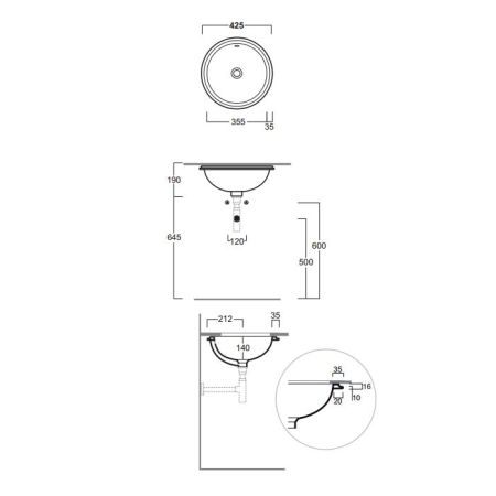 SIMAS Lavabi d'arredo Раковина под столешницу 42.5см BLANCO, цвет белый