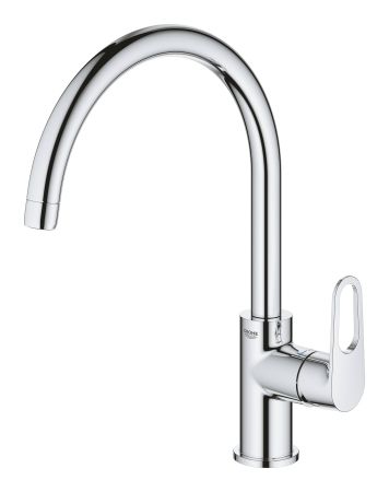 Смеситель для кухни GROHE BauFlow с высоким C-образным изливом, хром (31230001), артикул 31230001