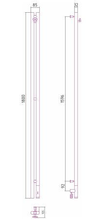 Полотенцесушитель электрический НЮАНС 3.0 1800 правый (Состаренная латунь)