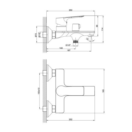 Смеситель для ванны и душа Rossinka (RS27-30), артикул RS27-30