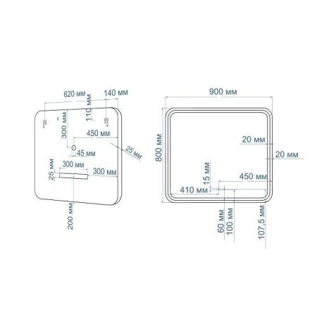 Зеркало с подсветкой "Genova 900x800" AM-Gen-900-800-DS-F-White, артикул AM-Gen-900-800-DS-F-White