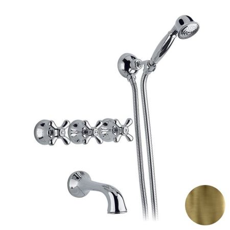 Nicolazzi Nuova Brenta Смеситель для ванны трехвентильный  встраиваемый, с душевой лейкой, излив: 160 мм, цвет: бронза, артикул 2503BZ