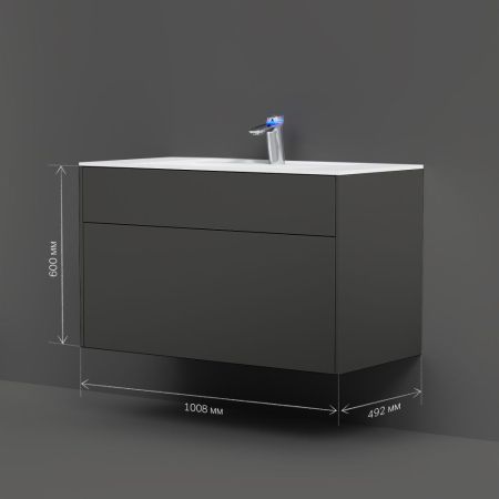 M50AFHX1003GM Inspire V2.0, База под раковину, подвесная, 100 см, 3 ящика, push-to-open, графит мато