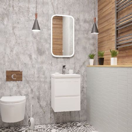 FAMILY База под раковину подвесная с двумя выкатными ящиками, Bianco Lucido, 400x350x550, Family-400-2C-SO-BL, артикул Family-400-2C-SO-BL