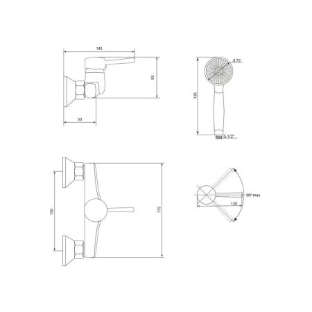 Смеситель для душа Славен СЛ-ОД-Д40, хром