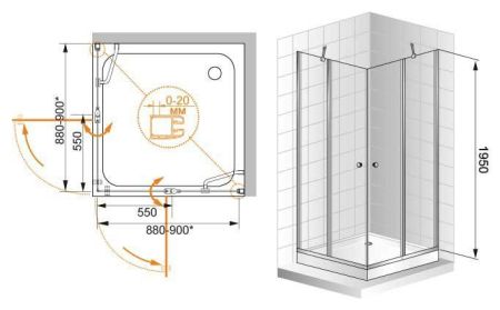Душевой уголок CEZARES ELENA A-22, артикул ELENA-W-A-22-120-P-Cr