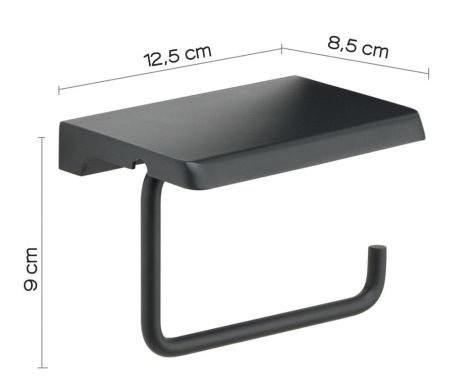Gedy, бумагодержатель с плоской крышкой - площадкой под телефон, цвет черный матовый, артикул 2039(14)