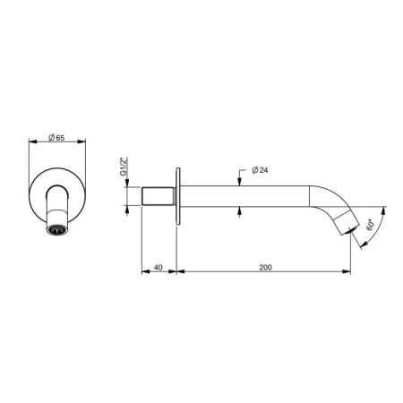 FANTINI NOSTROMO Излив смесителя для раковины 200 мм., настенный, цвет Matt Copper PVD