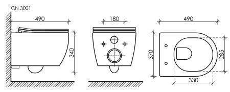 Подвесной унитаз PLAY Rimless CN3001 Подвесной унитаз PLAY Rimless CN3001