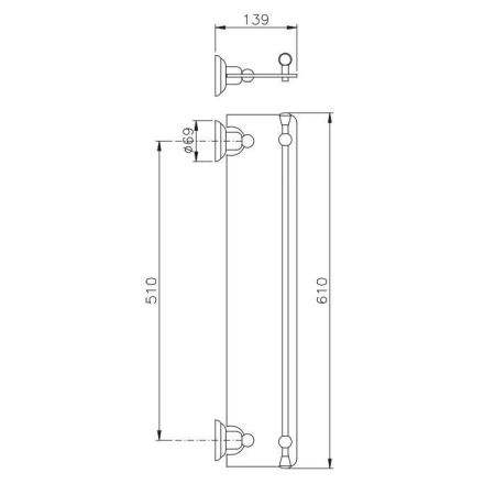 Nicolazzi Onice Полочка стеклянная 60 см, цвет: золото, артикул 1480GO09O