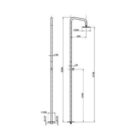CISAL Xion Однорычажная душевая колонна прогр.картридж, напольная для наружного/внутр. монтажа, душевая головка D-200 мм из нержавеющей стали, артикул XI005130D1