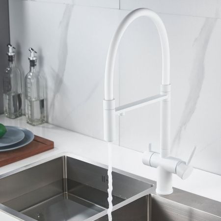 Смеситель для кухни с подключением фильтра Shevanik S178C, белый