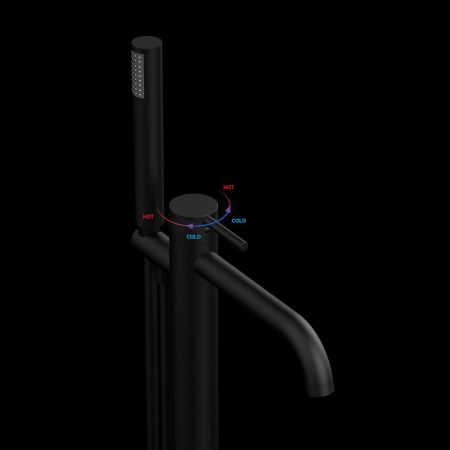 Смеситель для ванны напольный Desire VTF-1DMB с регулятором давления, однорычажный, черный, артикул VTF-1DMB