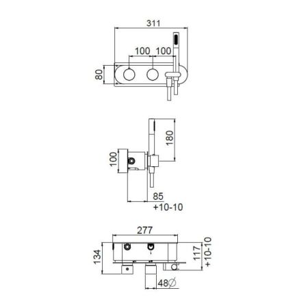 Внутрення часть, Carimali, для  термостатического смесителя на 3 выхода, артикул W5101