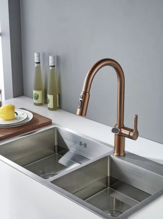 Смеситель для кухни с индикатором температуры Knotlor KN-100/RB, бронза, артикул KN-100/RB