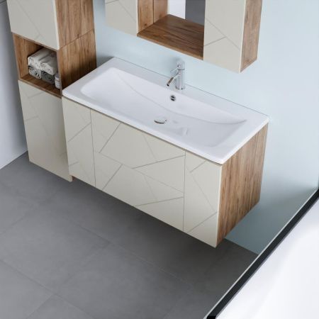 Тумба под раковину подвесная Бриклаер КРИСТАЛЛ латте, 100 см, артикул 4627125416897