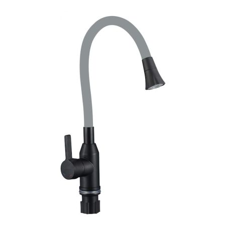 Смеситель для кухни с гибким изливом и режимом душ Fmark FS8277H-04, черный/серый