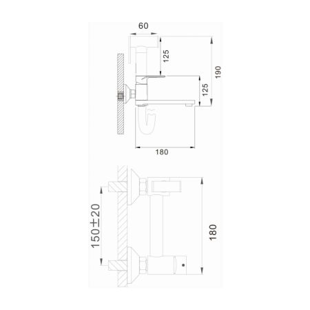 Гигиенический душ со смесителем и изливом D-Lin D181202, хром