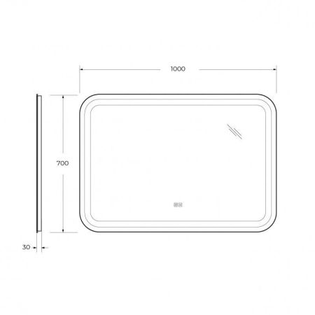Зеркало STYLUS CEZARES со встроенной подсветкой, сенсорным выключателем и подогревом, артикул CZR-SPC-STYLUS-1100-700-TCH-WARM