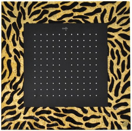 Graffio Laguna, квадратная потолочная душевая головка антикальковая 40см, цвет золото-Alga Nera base mat oro