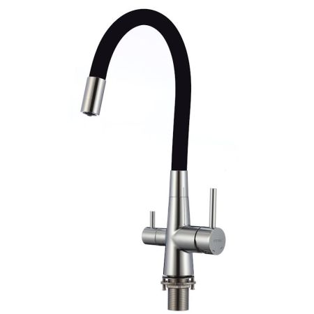 Смеситель для кухни с подключением фильтра воды Fmark FS1062-A01, хром/черный