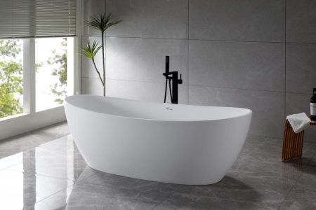 Ванна из искусственного камня Solid Surface 1800x850x635, BELBAGNO BB-UNIQUE-180-85-64-SSB, артикул BB-UNIQUE-180-85-64-SSB