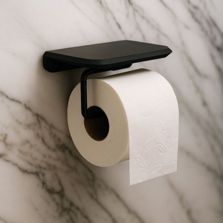 Держатель для туалетной бумаги с полочкой Knotlor PH103BL, черный, артикул PH103BL