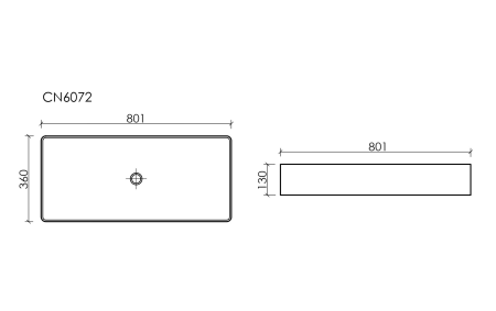 Раковина накладная прямоугольная Элемент (Element) 801x361x130, цвет белый, артикул CN6072